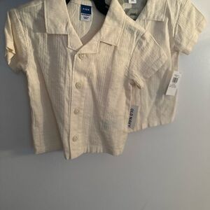 Old Navy Cream Button Down Shirt Short Sleeve Casual